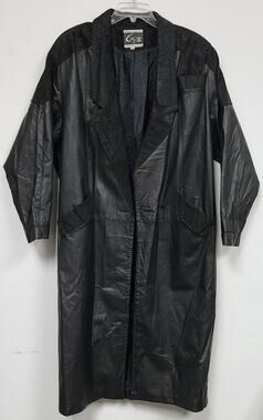 Global Identity Leathers G-III Women's Long Trench Coat Black Leather-Size M